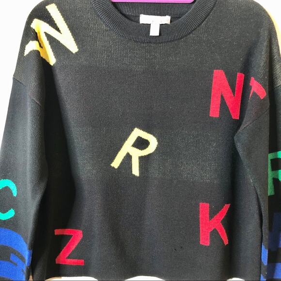 ASOS black long sleeved cropped sweater w/letters - Picture 3 of 7